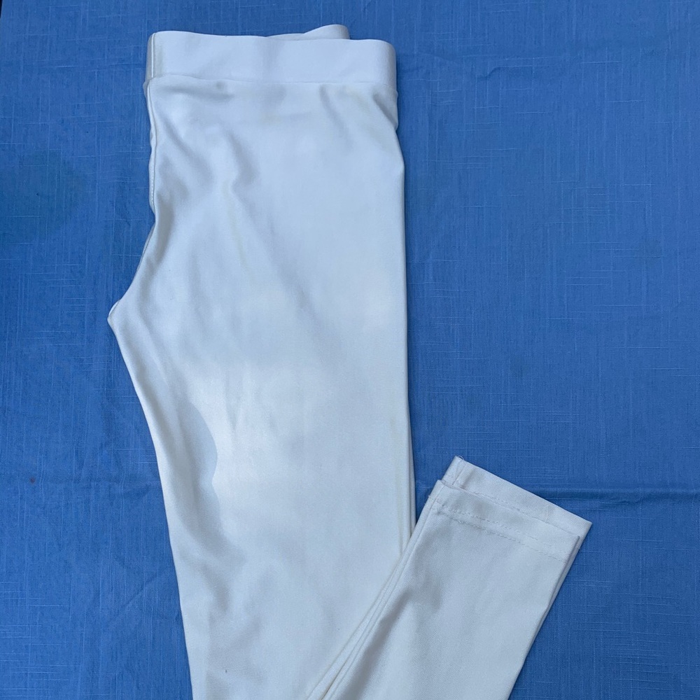 Shiny white workout dance leggings, size xs